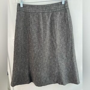 J. Crew 100% Linen Charcoal Grey A Line Skirt Careerwear Coastal Chic Size 4